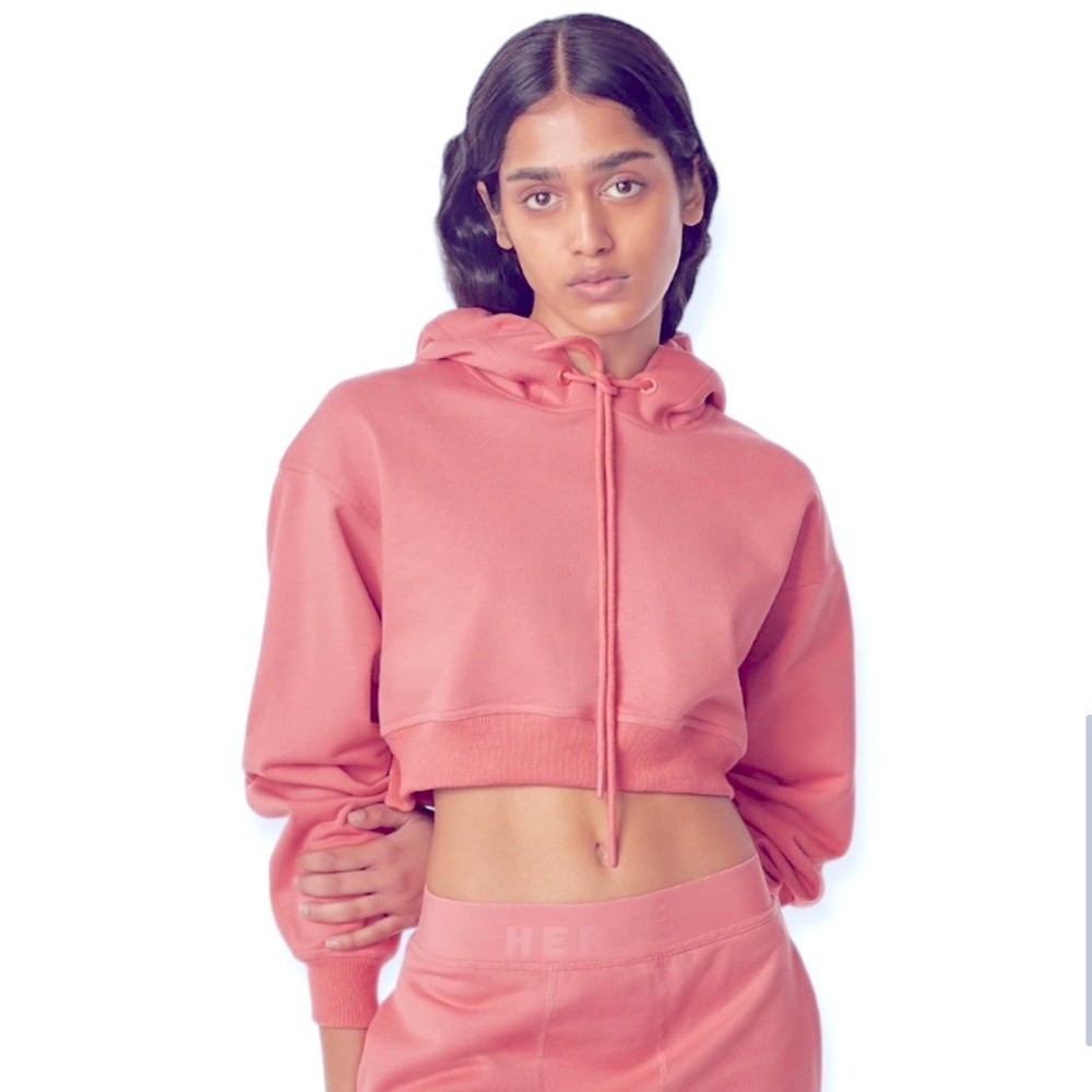 Herve fuchsia cropped hoodie
